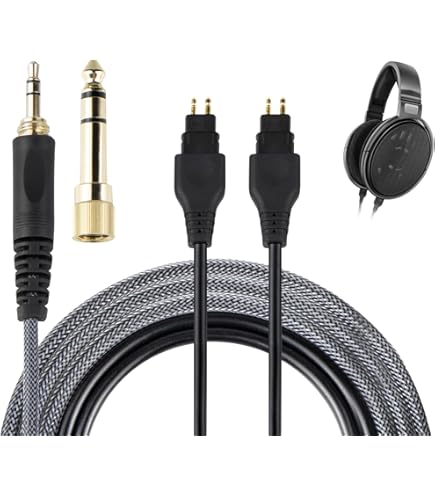 Câble Audio De Rechange Pour Casque Sennheiser HD650/600/580/660S/6XX - Longueur Au Choix (1.2m à 3m) - Tressé, Connecteurs 3.5mm/6.35mm - Noir
