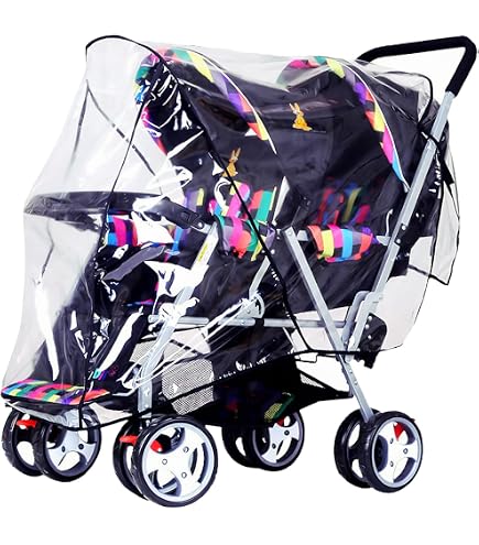 Habillage Pluie Universel Poussette Double - Housse Anti-Pluie Imperméable Transparent