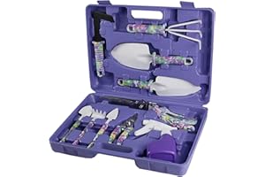 JACKFRU 10Tlg Gartengeräte Set, Gartenwerkzeug mit Box, Gartengeschenke Schaufel, Gartenschere, Wassersprüher, Rechen, Harke für Pflanzen und Gartenarbeit, mit Aufbewahrungsbox