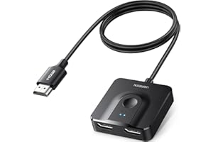‎UGREEN UGREEN HDMI 2.0 Przełącznik 4K@60Hz 2 wejścia 1 wyjście / 1 wejście 2 wyjścia HDMI Splitter Dwukierunkowy HDCP 2.2 3D HDR CEC dla PS5/4, Xbox, TV Stick, TV Box, TV, PC, Monitor, Projektor itp.
