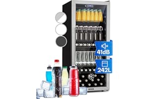 Klarstein Mini Kühlschrank mit Glastür, Mini-Kühlschrank für Zimmer, Getränkekühlschrank Klein mit Verstellbaren Ablagen, Kleiner Kühlschrank 242 Liter, Indoor/Outdoor Kühlschrank Leise