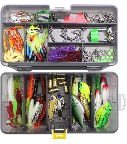 Scatola Esche Per Principianti Pescatori Set 116 Pezzi Esche Da Pesca Miste - Spinner, VIB, Ganci, Piombi Per Acqua Dolce E Salata Spinner VIB Ami