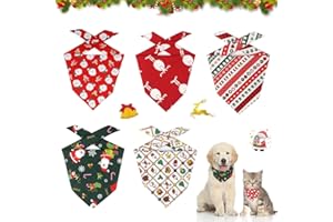 HEQISHUN Sciarpa del Cane di Natale, Set 5 Pezzi di Sciarpe del Cane, Sciarpe Dell'Animale Domestico, Sciarpe del Triangolo di Natale del Cane, 45 * 60cm, Sciarpe del Cane Medio/Piccolo Animale Domestico