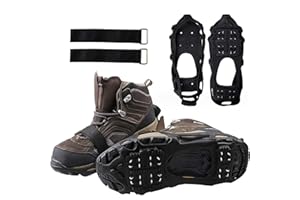 IGnaef Ice Cleats for Shoes and Boots, Silicone Ice Snow Grips Stainless Steel Shoe Spikes Grips, Shoe Traction Cleat Crampon for Walking on Snow Ice Anti Slip Footwear 24 Studs