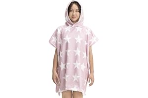 HOMELEVEL Poncho de surf enfant - Serviette de plage peignoir en coton avec capuche - Robe sortie de bain cape enfant 1 à 11 ans