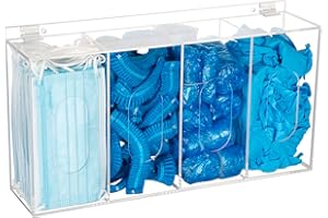 SEANADO Hairnet & Shoe Cover Dispenser Disposable Mask Acrylic Storage 4 Containers Plastic Glove Box Holder Clear Standing/Wall Mount Organizing Sanitation Tool - Laboratory, Kitchen & Restaurant