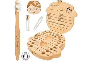 Dolbomy Boite a Dents de Lait Fille et Garcon en Français - Offert Brosse a Dent en Bambou - Gardez et Protégez Précieusement ces Petits Souvenirs de l'Enfance - Cadeau de Naissance Bebe (Fille)