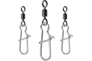 CRAZY SHARK 50 Stück Angelwirbel Set Angeln Edelstahl Barrel Wirbel Angel-Zubehör Set Schnell Rollende Angeln Connector Lock Snaps Line zu Haken Spinnwirbel