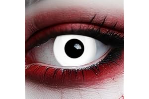 KENVORA Kontaktlinsen Halloween Weiß Ohne Stärke - 2 Stück(1 Paar) Farbige Kontaktlinsen Halloween mit Kontaktlinsenbehälter für Vampir, Zombie Fasching Cosplay(0.0 Dioptrien, Tageskontaktlinsen)