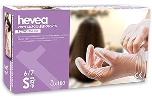 Hevea - Guantes de vinilo desechables. Sin látex ni talco. Paquete de 5 cajas de 100 guantes cada una. Talla: S (pequeña)
