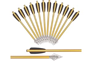 NIKA ARCHERY Boulon d'arbalète 6.3 "flèches en Aluminium avec tête Large pour Pistolet 50-80 LBS Cible de Pratiquer flèches d'arbalète Pistolet arbalète