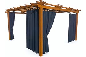 HOME DEKO Cortina de Patio, Impermeable, para Jardín, Balcón, Pérgola y Cenador, Lazos con Cierre de Gancho y Bucle, Protección del Sol, de la Lluvia y del Viento, Azul Marino, 240 x 155 cm, 2 Piezas