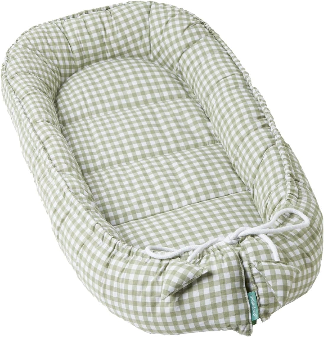 molis&co. Nido de Bebé 90 x 50 cm. Reductor de Cuna o Nido de Colecho para Bebe. Algodón. Cuna Portátil o de Viaje para recién Nacido. Mint Tea. Oeko-Tex 100.
