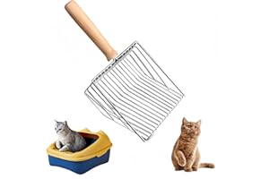 Granmagazz Pala arenera para gatos, Cat Litter Scoop, pala arenera de metal con mango de madera, para la mayoría de los gatos