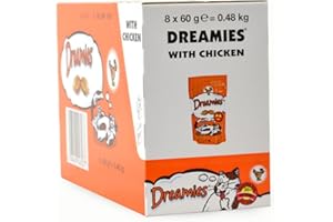 Dreamies Cat Treats Delicious Snacks with Chicken, 8 Pouches (8 x 60 g)