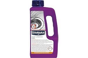 STARWAX Drain Unblocker Gel 1L, Super Powerful 30% Caustic Soda, Works in Standing Water, Fast 30 Min Action, Kitchen & Bathroom Sink Cleaner, 2 Uses