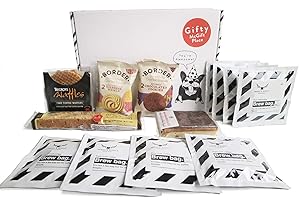 GIFTY MCGIFT PLACE Coffee Brew Bags Gift Hamper - Paddy & Scotts Coffee Brew Bags, Toffee Waffles, Millionaires Shortbread, Borders Biscuits