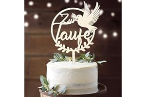 BOYATONG Cake Topper Zur Taufe - Holz Tortendeko für Mädchen und Junge - Deko für Tauftorte
