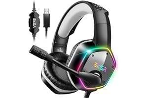 EKSA Cuffie Gaming, cuffie pc con microfono 7.1 Surround Sound & luci RGB, cuffie con cavo di riduzione del rumore microfono, cuffie USB per console PS4/PS5