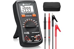 Neoteck Auto Ranging Digital Multimeter AC/DC Voltage Current Resistance Multi Testers Voltmeter Ammeter Ohmmeter Ampere Meters with Backlit LCD for School Laboratory Factory and Social Fields-Black