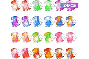 Ainiv Mini Fidget Pop Bubble Toys, zabawka do wyciskania dinozaurów z brelokiem, urocza zabawka sensoryczna, łagodząca stres i lęk, zabawka biurkowa, do ADHD, autyzmu, do szkoły, biura, dla dorosłych