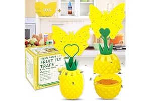 HAPPY WATCH FliegenfalleX2, Fruchtfliegenfalle Innenbereich mit Lockstoff, ungiftige Wiederverwendbare Fliegenfalle für Fruchtfliegen, Fliegen Fänger mit Gelbsticker, Obstfliegenfalle für Küche/Wohnzimmer/Anlage