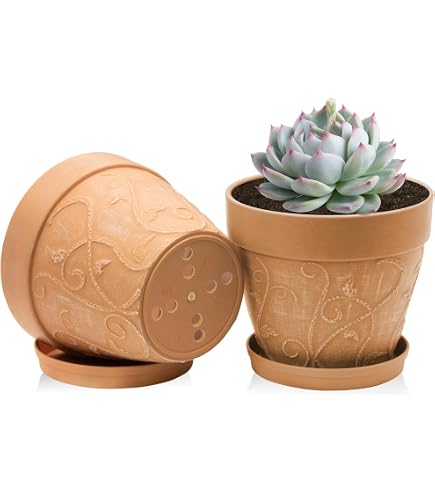 Esschert Design at09 15 x 13 x 10 cm in terracotta, effetto anticato in metallo/maniglia