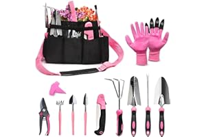 Garden Tool Set, YZNlife Garden Tools Set for Women, 16 Pieces Stainless Steel Heavy Duty Gardening Tools with Non-Slip Rubber Grip and Garden Bag for Gardening Work