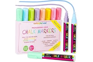 COLORFUL ART CO. Erstklassige Kreidestifte – Klassische Pastellfarbe, Stifte für Kreidetafel und Fenster – Kindersicher, ungiftig, staubfrei, abwaschbar – Doppelseitige feine Spitze, Kreidestifte für Menüs, Bistro