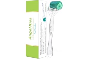 Angel Kiss Derma Roller 0,5 mm véritables aiguilles – 192 aiguilles individuelles en titane – Rouleau à micro-aiguilles pour le visage, le corps, la barbe, le cuir chevelu et les soins de la peau