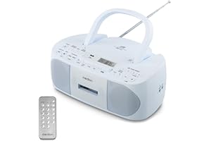 MEDION E65010 Radio estéreo (Reproductor de CD, Casete, conexión USB, Entrada de Audio AUX, reproducción MP3. Radio FM PLL, Memoria para 40 emisoras, Funcionamiento con Pilas, Mando a Distancia) Azul