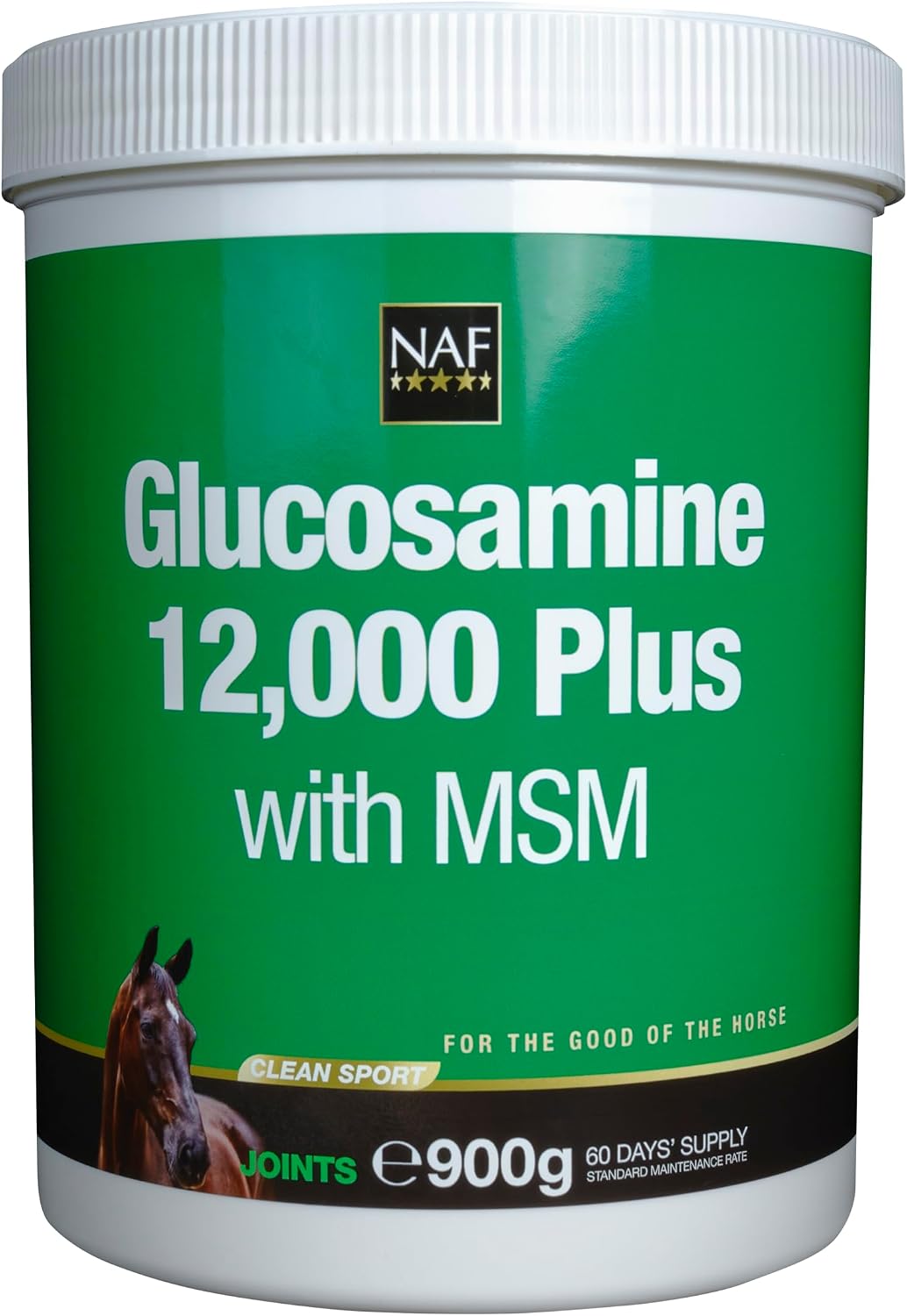 NAF Glucosamine 12,000 Plus with MSM – 900g Joint Support Supplement for Horses – High-Strength Glucosamine Sulphate & MSM – Supports Mobility, Flexibility & Connective Tissue Health