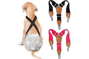 SOPHISTICATE 2 Pièces Bretelles pour Couche de Chien Male/Femal Harnais à Couches pour Chien Bretelles pour Chien Bretelles pour Couche pour Chien Bretelles pour Chiots pour Couches pour Chiens (Noir,Rose,XS-S)