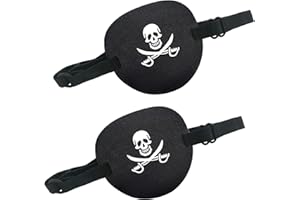 THSIREE 2PCS Pirate Eye Patch, Comfortable Pirate Eye Patches Pirate Eye Mask, Medical Eye Patches with Adjustable Buckle for Adults and Kids