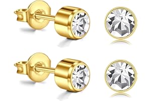 AceFun Titan Ohrstecker Gold Silber für Damen Herren Ohrringe Rund 3mm 4mm 5mm CZ Helix Traugus Piercing Schmuck Ohrringe G23 Piercing Sleeper Knorpel Ohrstecker Ohrpiercing Schmuckset