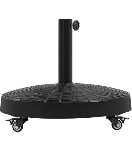 Base Pour Parasol BAKAJI - Support Remplissable 16L Avec 4 Roues Et Freins - Carré 45x45cm - Pour Parasol Ø38/48mm - Jardin, Terrasse