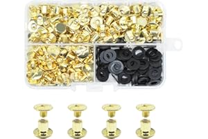 JINTANG 90pcs Remaches de tornillo,M5x5mm Remaches para cuero,Tornillo Chicago Remache,Se utiliza para la artesanía de cuero DIY bolsa de ropa, zapatos, libros, y la decoración (Golden)