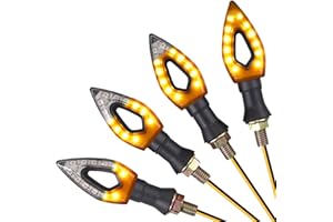 PROZOR 4pcs Indicateurs pour moto Indicateurs de Direction pour Moto 4 Clignotantes avant et arrière 14 LED Étanches, très Lumineux pour Chopper Moto Motocyclette Bicyclette Vélo