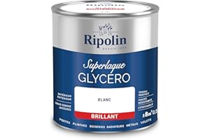 RIPOLIN - Peinture Laque Glycéro Intérieure/Extérieure - Boiseries et Structures Métalliques - Résistance Accrue - Durabilité Remarquable - Blanc - Brillant - 0,5L