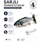 getmeev Catnipli USB Şarjlı Kuyruk Sallayan Hareketli Balık Kedi Oyuncağı, İnteraktif Peluş Kedi Oyuncağı, Kedilerin Takip Et