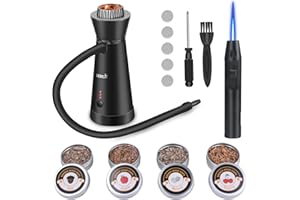 BORUiT SK301B Affumicatori con Accendino (senza butano), Smoke Gun per Affumicatore in Lega di Alluminio con 4 Pacchetti di Trucioli di Legno, per Cucina, Carne, Cocktail, Barbecue