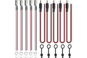 YIXISI 5.5 x 2.1 mm DC-Monteringsadapterset, 5 ST Panelmontering Hona, 5 ST Plugg Pigtail-Kabel, Med Vattentät Täcklock