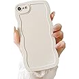 Ownest Compatible with iPhone 7 iPhone 8/SE/2020/2022 Case Cute Curvy Simple Wave Frame Case Aesthetic Design Solid Color Girls Women TPU Shockproof Silicone Slim Phone Case for iPhone 7 - Beige