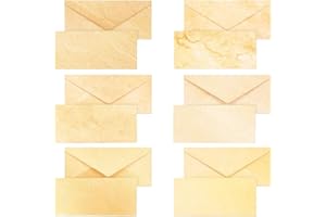 BEST PAPER GREETINGS 48 Pack Old Fashioned Antique Envelopes for Writing Letters with 6 Vintage Styles, Classic Aged Blank Envelopes for Party Invitations, Home Stationery Supplies (22x10 cm)