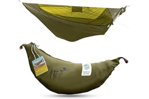 Ticket to the Moon Hamac Parachute Pro - Vert armée | Hamac extérieur 325 x 170 cm avec moustiquaire intégrée, mousquetons et Ridgeline pour Un Montage Rapide | Original Depuis 1996