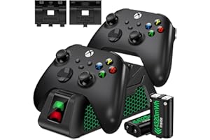 ELEGAMEFY Wiederaufladbar Akku für Xbox Controller mit Ladestation, Akku Pack für Xbox Serie X/S/Xbox One/One S/X/Elite mit 4 Akkudeckeln(Ohne Controller) Batterie