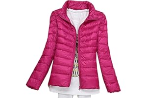 KeYIlowys Piumino Leggero Primaverile E Invernale Tinta Unita Colletto in Piedi Slim Plus Size Piumino Corto da Donna