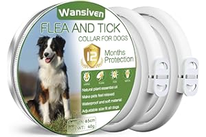 Wansiven Collier Anti Puces pour Chien, 65cm Réglable Collier Anti-Puces et Tiques pour Chiens et Imperméable, 12 Mois Collier Antiparasitaire pour Chiens (D-2pack)