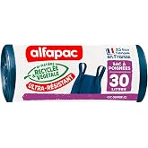 Alfapac 90 Sacs-Poubelle 130L Lien Coulissant - Ultra Résistants Fabriqués En France