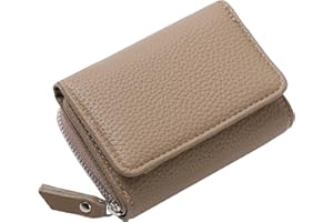 RRANCharltu Portafoglio Donna Piccolo in Pelle Portamonete Donna con Cerniera Coin Grande Capacità Mini Portafoglio con Slot Per Schede, Marrone